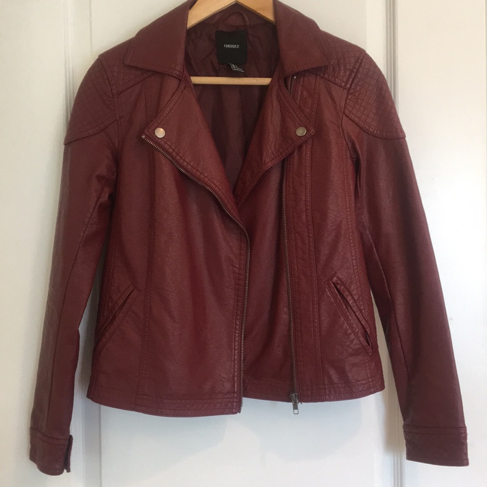 Forever21 Maroon Leather Jacket - image 3